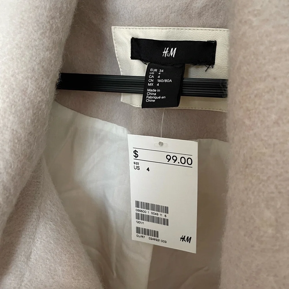 Cream leather & lavender cotton leaver jacket - Picture 3 of 13